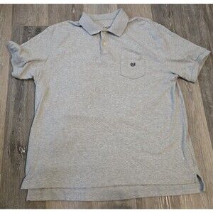 Chaps Mens XL Polo Shirt Short Sleeve‎ Casual Gray Logo Pocket